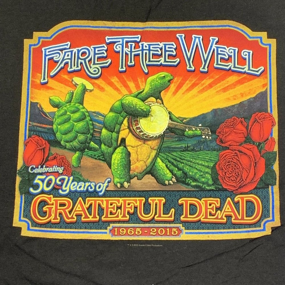 Grateful Dead T Shirt Mens Size XL Black 2015 Tour  Fare Thee Well- Turtle 50 Yr